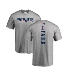 Football New England Patriots #33 Kevin Faulk Ash Backer T-Shirt