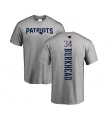 Football New England Patriots #34 Rex Burkhead Ash Backer T-Shirt