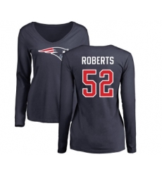 Football Women's New England Patriots #52 Elandon Roberts Navy Blue Name & Number Logo Slim Fit Long Sleeve T-Shirt