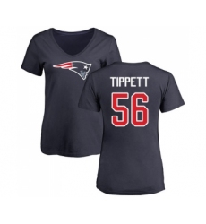 Football Women's New England Patriots #56 Andre Tippett Navy Blue Name & Number Logo Slim Fit T-Shirt
