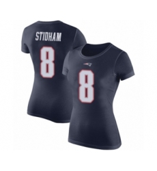 Football Women's New England Patriots #8 Jarrett Stidham Navy Blue Rush Pride Name & Number T-Shirt