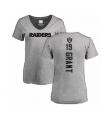 Football Women's Oakland Raiders #19 Ryan Grant Ash Backer T-Shirt