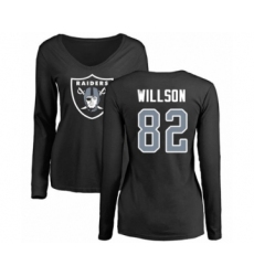 Football Women's Oakland Raiders #82 Luke Willson Black Name & Number Logo Long Sleeve T-Shirt