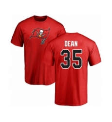 Football Tampa Bay Buccaneers #35 Jamel Dean Red Name & Number Logo T-Shirt