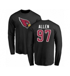 Football Arizona Cardinals #97 Zach Allen Black Name & Number Logo Long Sleeve T-Shirt