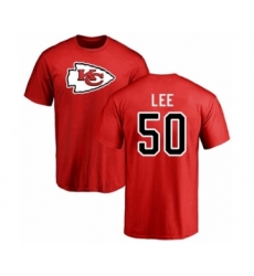 Football Kansas City Chiefs #50 Darron Lee Red Name & Number Logo T-Shirt