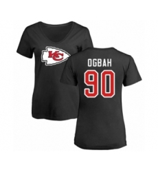 Football Women's Kansas City Chiefs #90 Emmanuel Ogbah Black Name & Number Logo Slim Fit T-Shirt