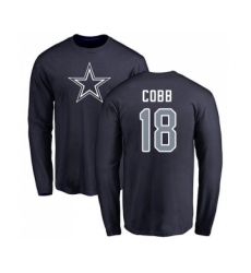 Football Dallas Cowboys #18 Randall Cobb Navy Blue Name & Number Logo Long Sleeve T-Shirt