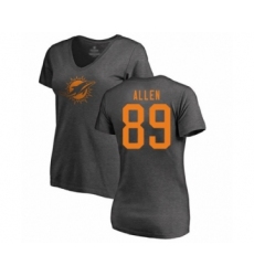 Football Women's Miami Dolphins #89 Dwayne Allen Ash One Color T-Shirt