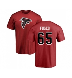 Football Atlanta Falcons #65 Brandon Fusco Red Name & Number Logo T-Shirt