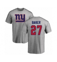 Football New York Giants #27 Deandre Baker Ash Name & Number Logo T-Shirt