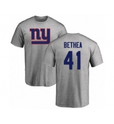Football New York Giants #41 Antoine Bethea Ash Name & Number Logo T-Shirt