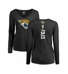 Football Women's Jacksonville Jaguars #7 Nick Foles Black Backer Slim Fit Long Sleeve T-Shirt