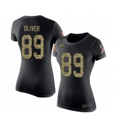 Football Women's Jacksonville Jaguars #89 Josh Oliver Black Camo Salute to Service T-Shirt
