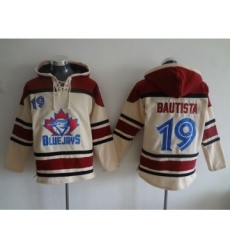 Men's Toronto Blue Jays #19 Jose Bautista Cream MLB Baseball Hoodie