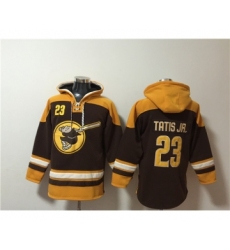 Men's San Diego Padres #23 Fernando Tatis Jr. Brown Gold Ageless Must-Have Lace-Up Pullover Hoodie