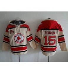 Men's Boston Red Sox #15 Dustin Pedroia Cream MLB Hoodie