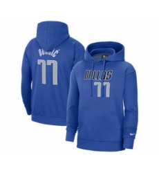 Men's Dallas Mavericks #77 Luka Doncic 2021 Blue Pullover Basketball Hoodie