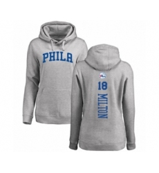 Basketball Women's Philadelphia 76ers #18 Shake Milton Ash Backer Pullover Hoodie