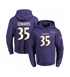 Football Men's Baltimore Ravens #35 Gus Edwards Purple Name & Number Pullover Hoodie