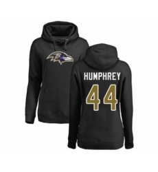 Football Women's Baltimore Ravens #44 Marlon Humphrey Black Name & Number Logo Pullover Hoodie
