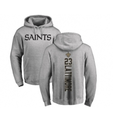 Football New Orleans Saints #23 Marshon Lattimore Ash Backer Pullover Hoodie