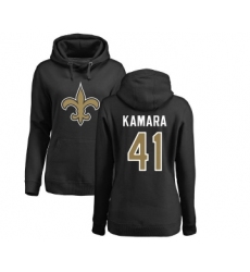 Football Women's New Orleans Saints #41 Alvin Kamara Black Name & Number Logo Pullover Hoodie