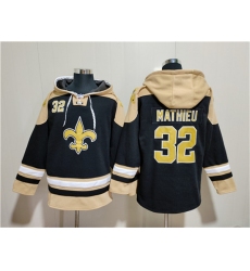 Men's New Orleans Saints #32 Tyrann Mathieu Black Ageless Must-Have Lace-Up Pullover Hoodie