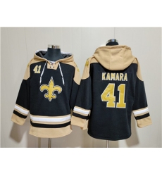 Men's New Orleans Saints #41 Alvin Kamara Black Ageless Must-Have Lace-Up Pullover Hoodie