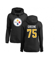 Football Women's Pittsburgh Steelers #75 Joe Greene Black Name & Number Logo Pullover Hoodie