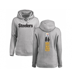 Football Women's Pittsburgh Steelers #86 Hines Ward Ash Backer Pullover Hoodie