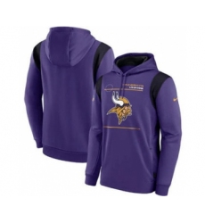 Men's Minnesota Vikings 2021 Purple Sideline Logo Performance Pullover Hoodie
