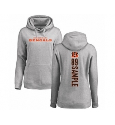 Football Women's Cincinnati Bengals #89 Drew Sample Ash Backer Pullover Hoodie