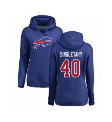 Football Women's Buffalo Bills #40 Devin Singletary Royal Blue Name & Number Logo Pullover Hoodie
