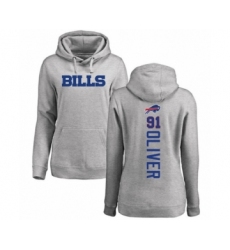 Football Women's Buffalo Bills #91 Ed Oliver Ash Backer Pullover Hoodie