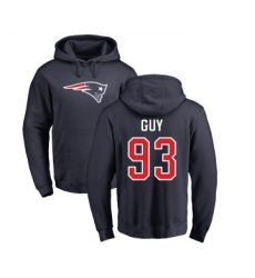 Football New England Patriots #93 Lawrence Guy Navy Blue Name & Number Logo Pullover Hoodie