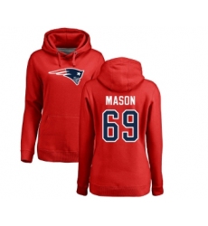 Football Women's New England Patriots #69 Shaq Mason Red Name & Number Logo Pullover Hoodie