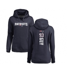 Football Women's New England Patriots #93 Lawrence Guy Navy Blue Backer Pullover Hoodie