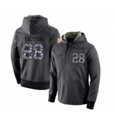 Football Men's Los Angeles Chargers #28 Brandon Facyson Stitched Black Anthracite Salute to Service Player Performance Hoodie