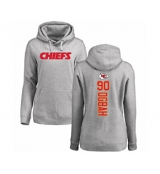 Football Women's Kansas City Chiefs #90 Emmanuel Ogbah Ash Backer Pullover Hoodie