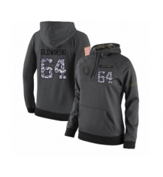 Football Women's Indianapolis Colts #64 Mark Glowinski Stitched Black Anthracite Salute to Service Player Performance Hoodie