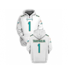 Men's Miami Dolphins #1 Tua Tagovailoa 2021 White Pullover Football Hoodie