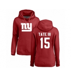 Football Women's New York Giants #15 Golden Tate III Red Name & Number Logo Pullover Hoodie