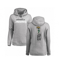Football Women's Jacksonville Jaguars #7 Nick Foles Ash Backer Pullover Hoodie