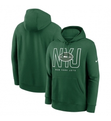 Men's New York Jets Green Busted Play Club Fleece Pullover Hoodie