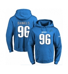 Football Men's Detroit Lions #96 Mike Daniels Blue Name & Number Pullover Hoodie