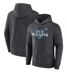 Men's Detroit Lions Heather Charcoal 2023 Playoffs Fleece Pullover Hoodie