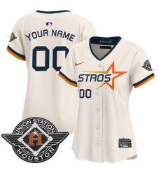 Women's Houston Astros Active Player Custom Cream 2025 City Connect Limited Stitched Baseball Jersey(Run Small)