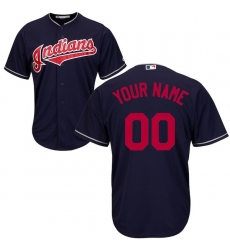 Men's Cleveland Indians Majestic Navy Cool Base Custom Jersey