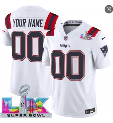 Men's New England Patriots Active Player Custom White 2025 F.U.S.E. Super Bowl LX Patch Vapor Limited Football Stitched Jersey